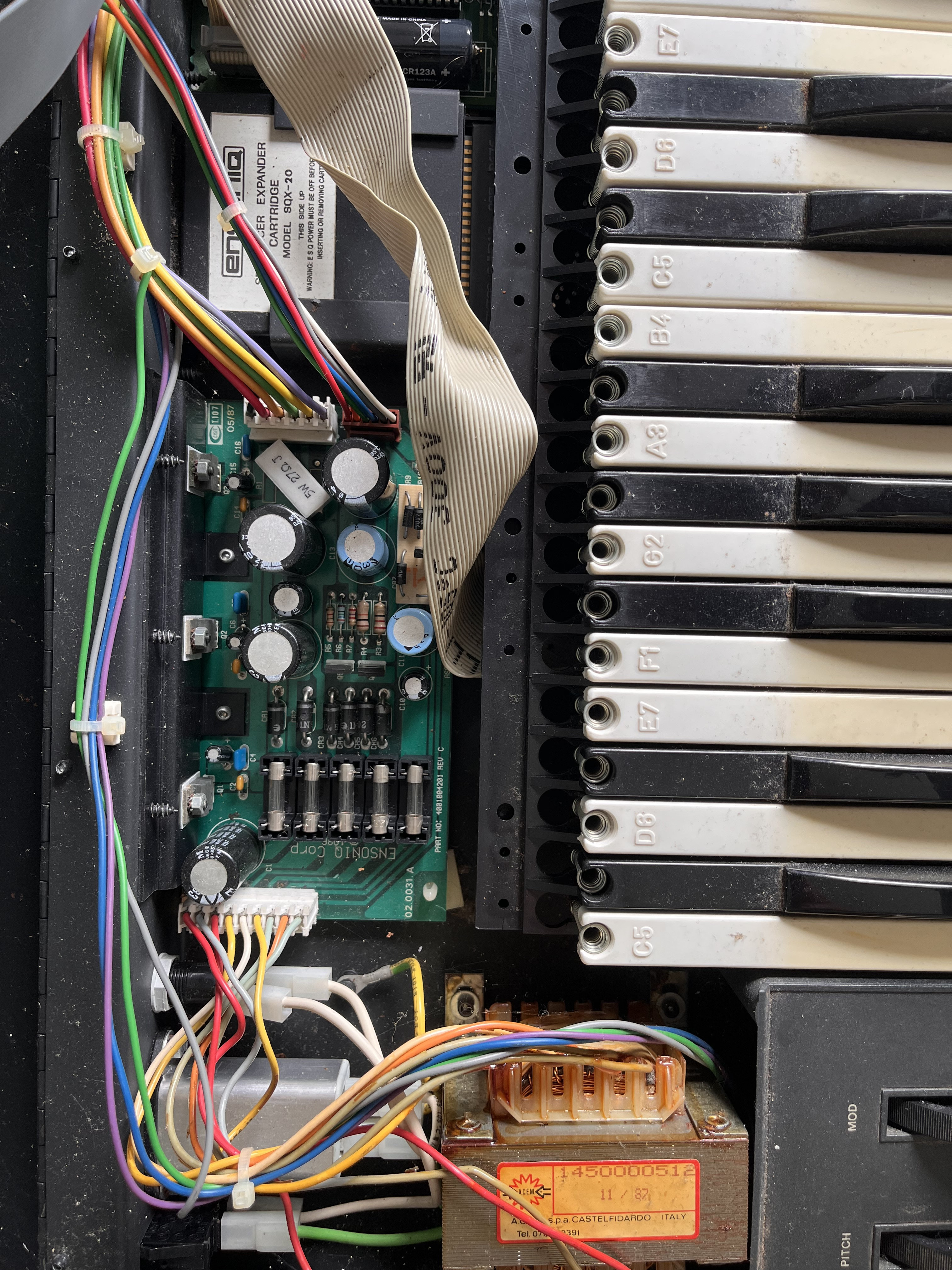 Ensoniq ESQ-1 — synthesiser on the bench