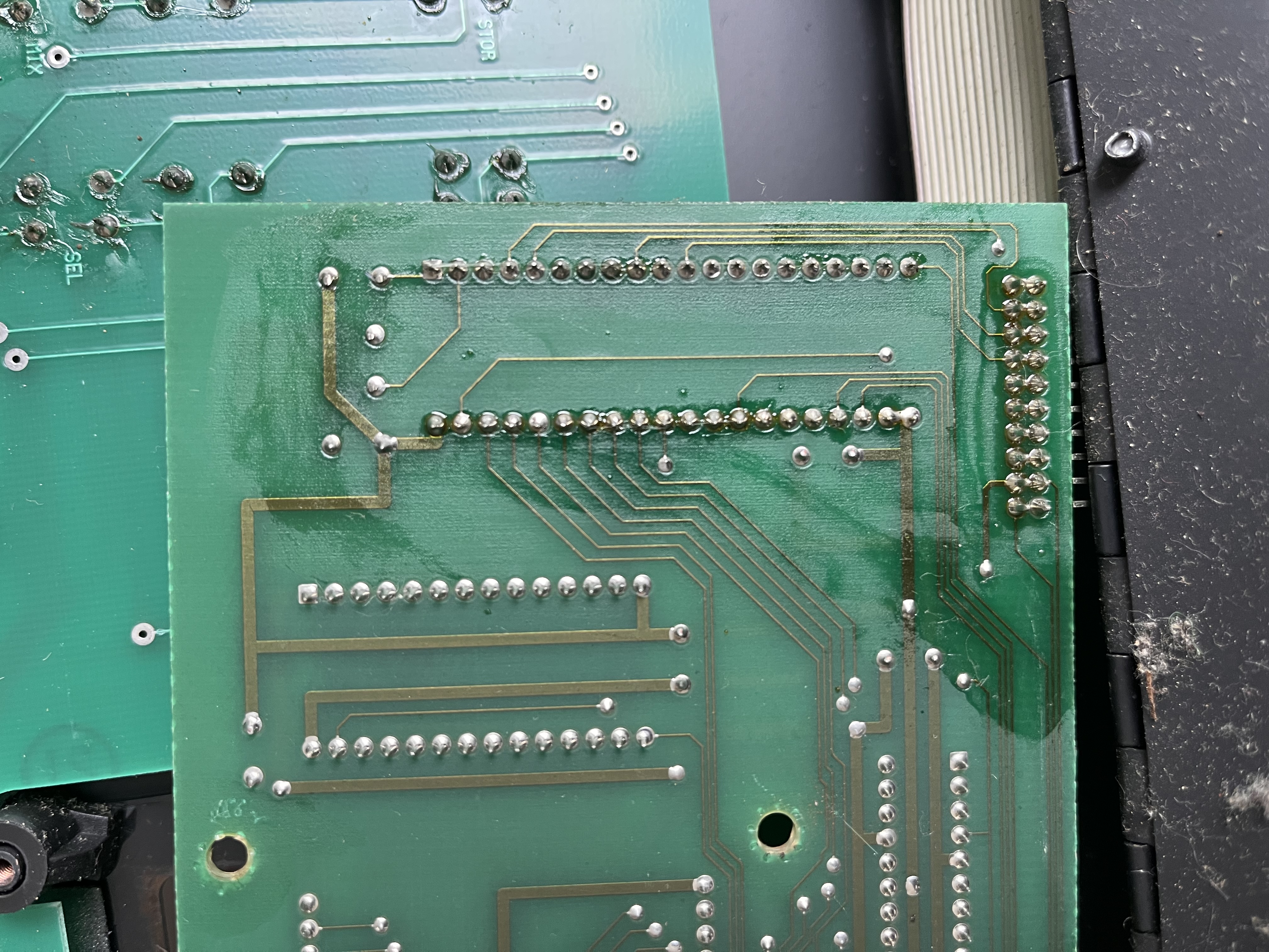 Display board solder joints after cleaning with IPA