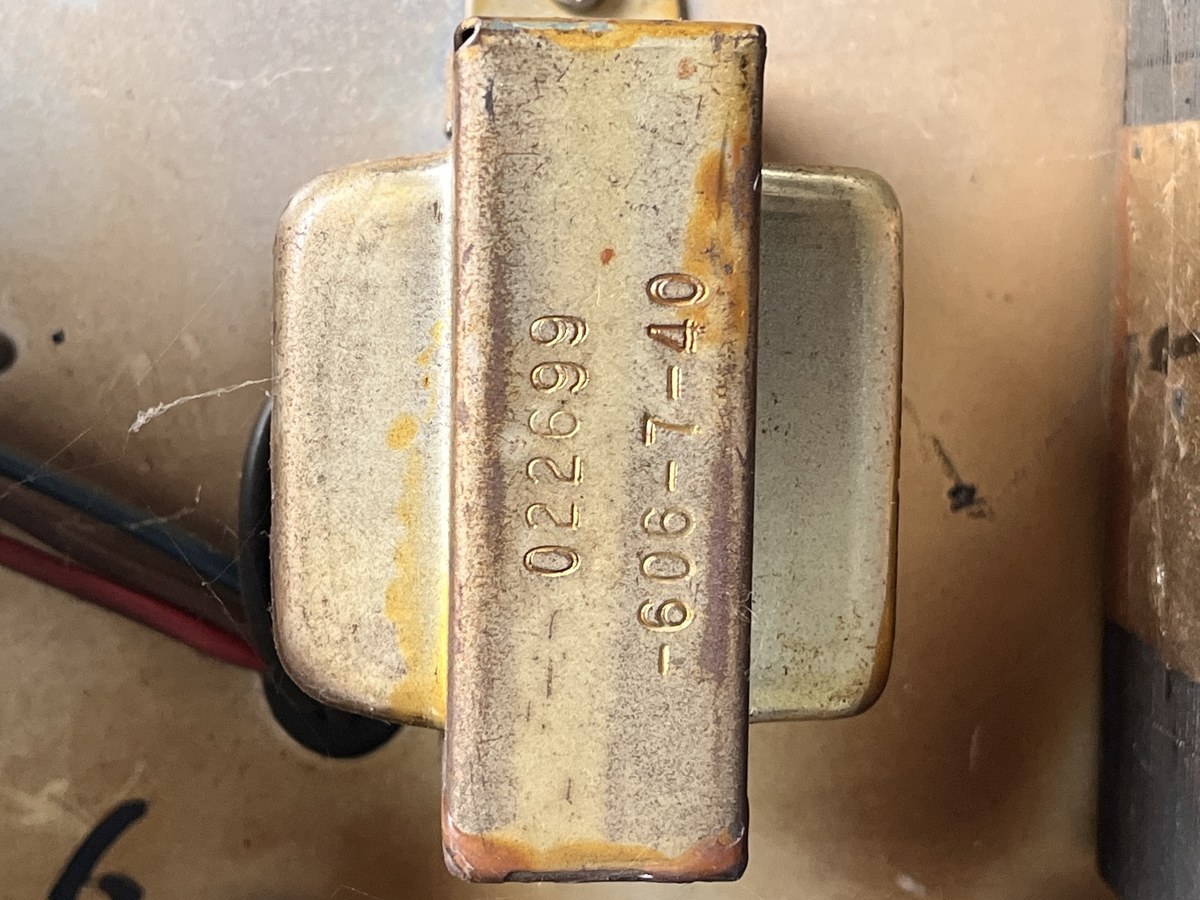 Output transformer date code, Schumacher 022699, reading week 40 of 1967
