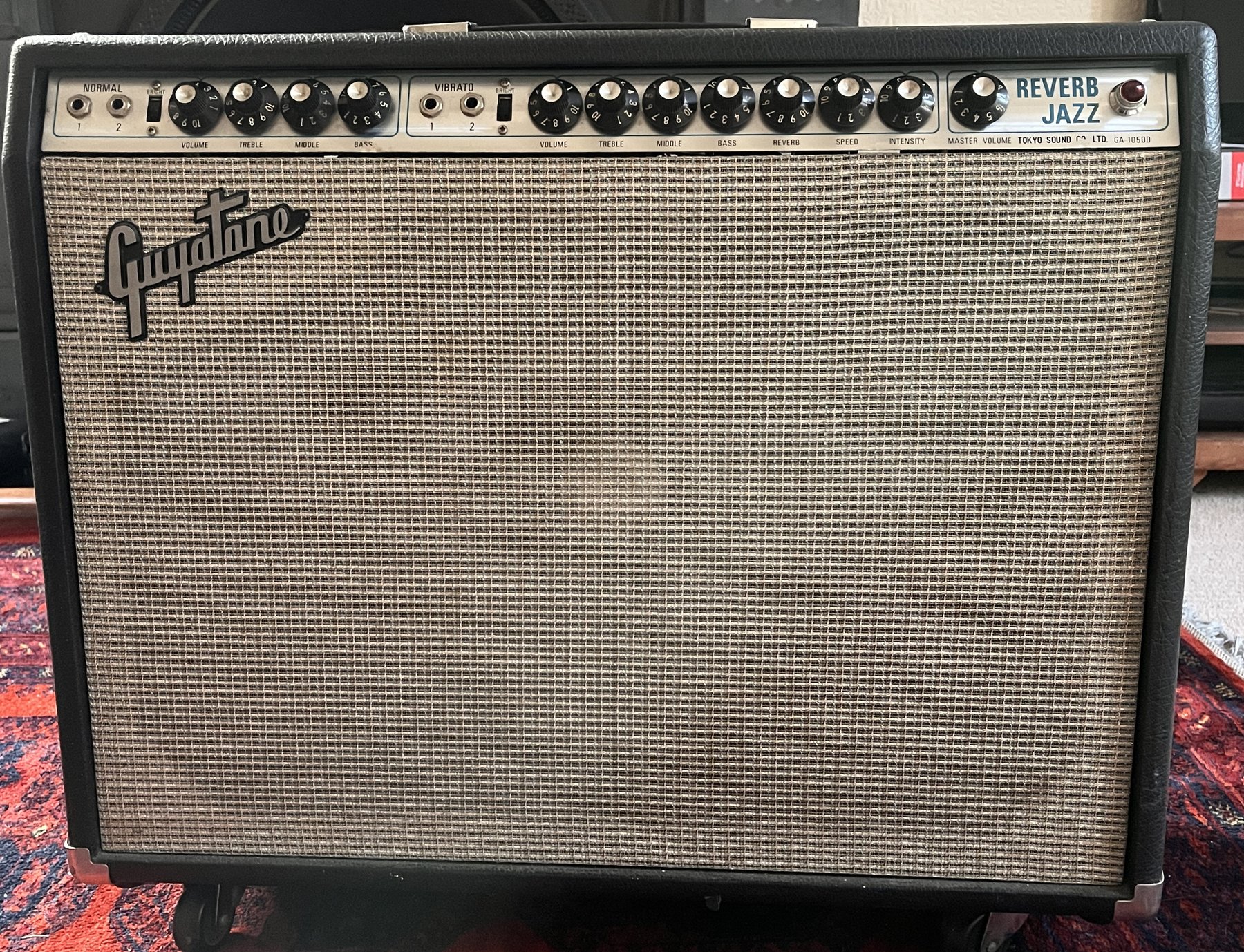 A Guyatone GA-1050D Reverb Jazz amp on the bench