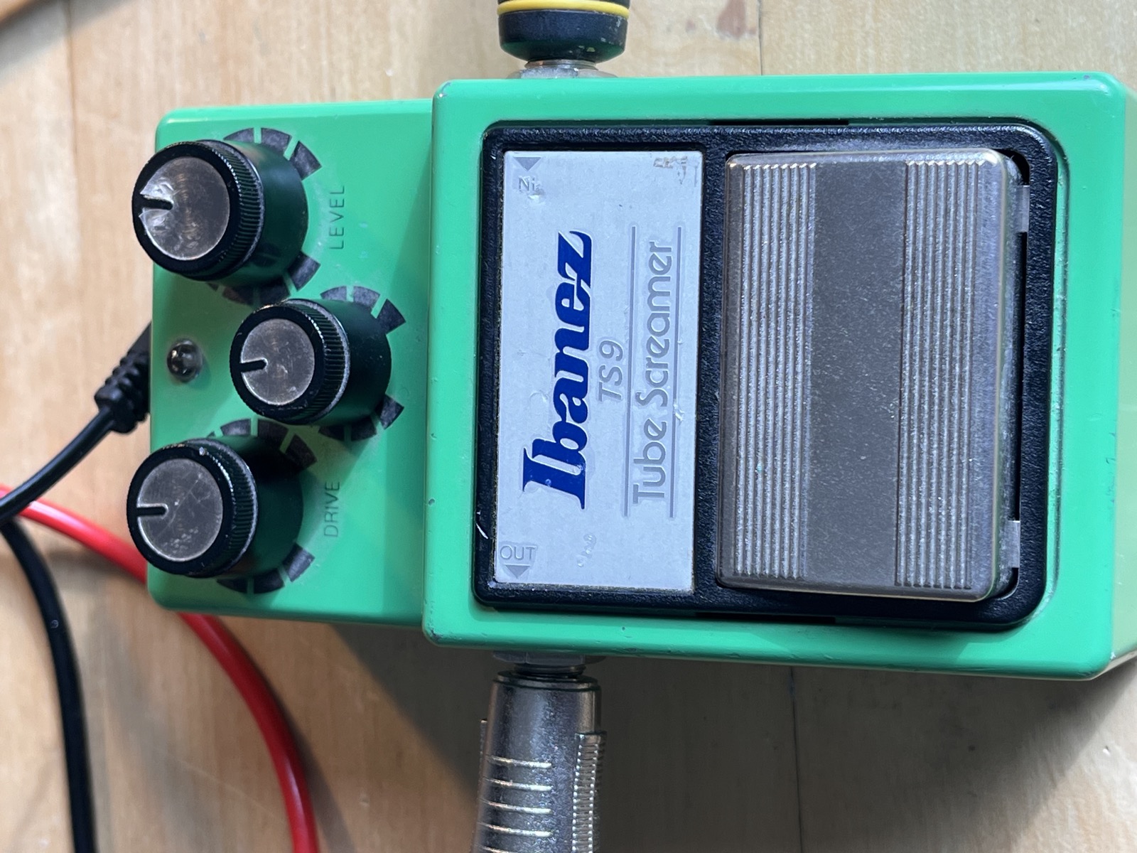 Ibanez TS9 Tube Screamer on the bench with test probes connected