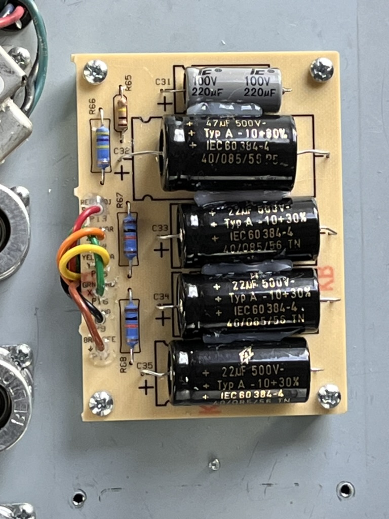 Same filter cap board fitted with replacement caps