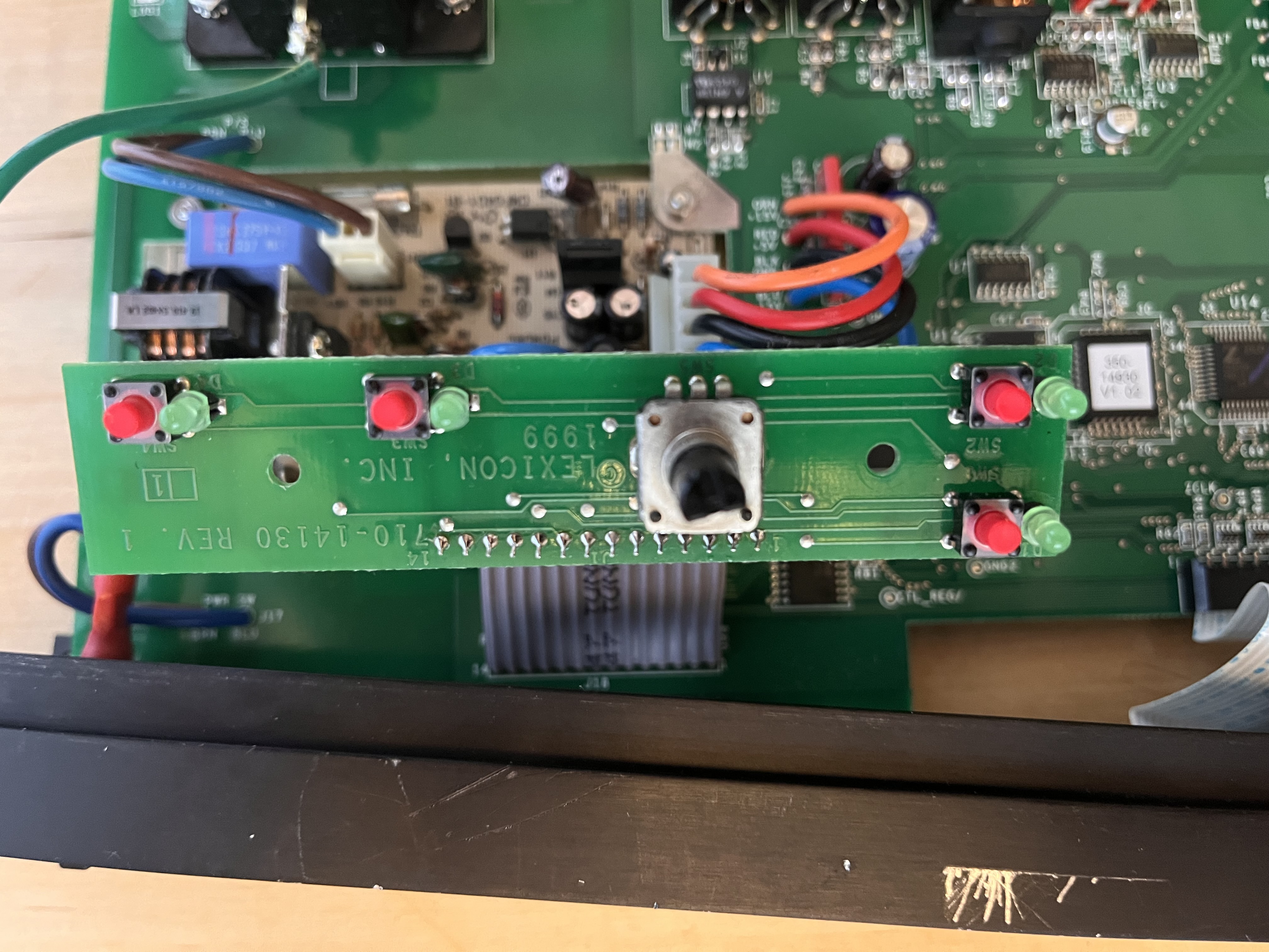Lexicon MPX 550 switch board with PROGRAM encoder visible — board date 1999