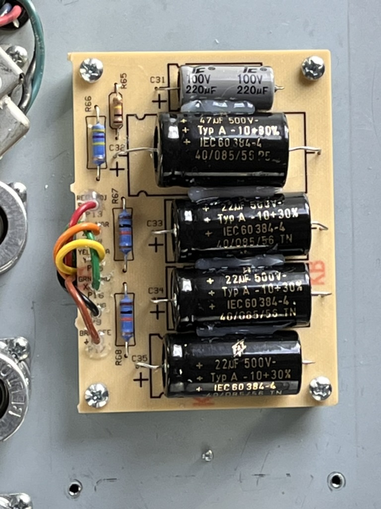Amp power supply capacitor board after restoration