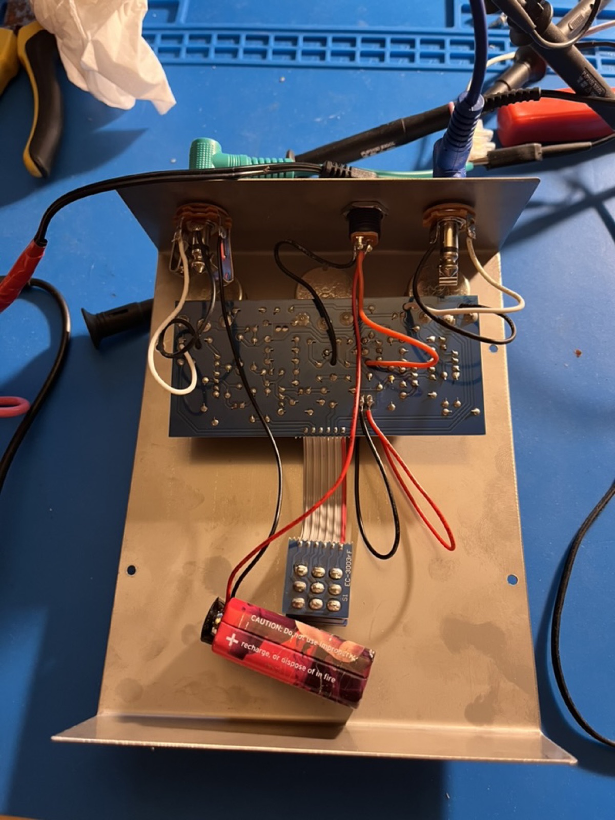 EHX Big Muff Pi v9 — circuit board on the bench