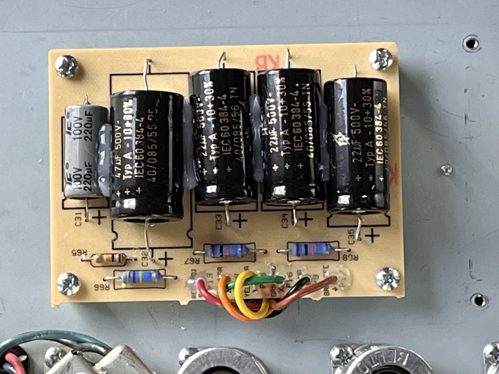 Filter cap board with new F+T capacitors fitted