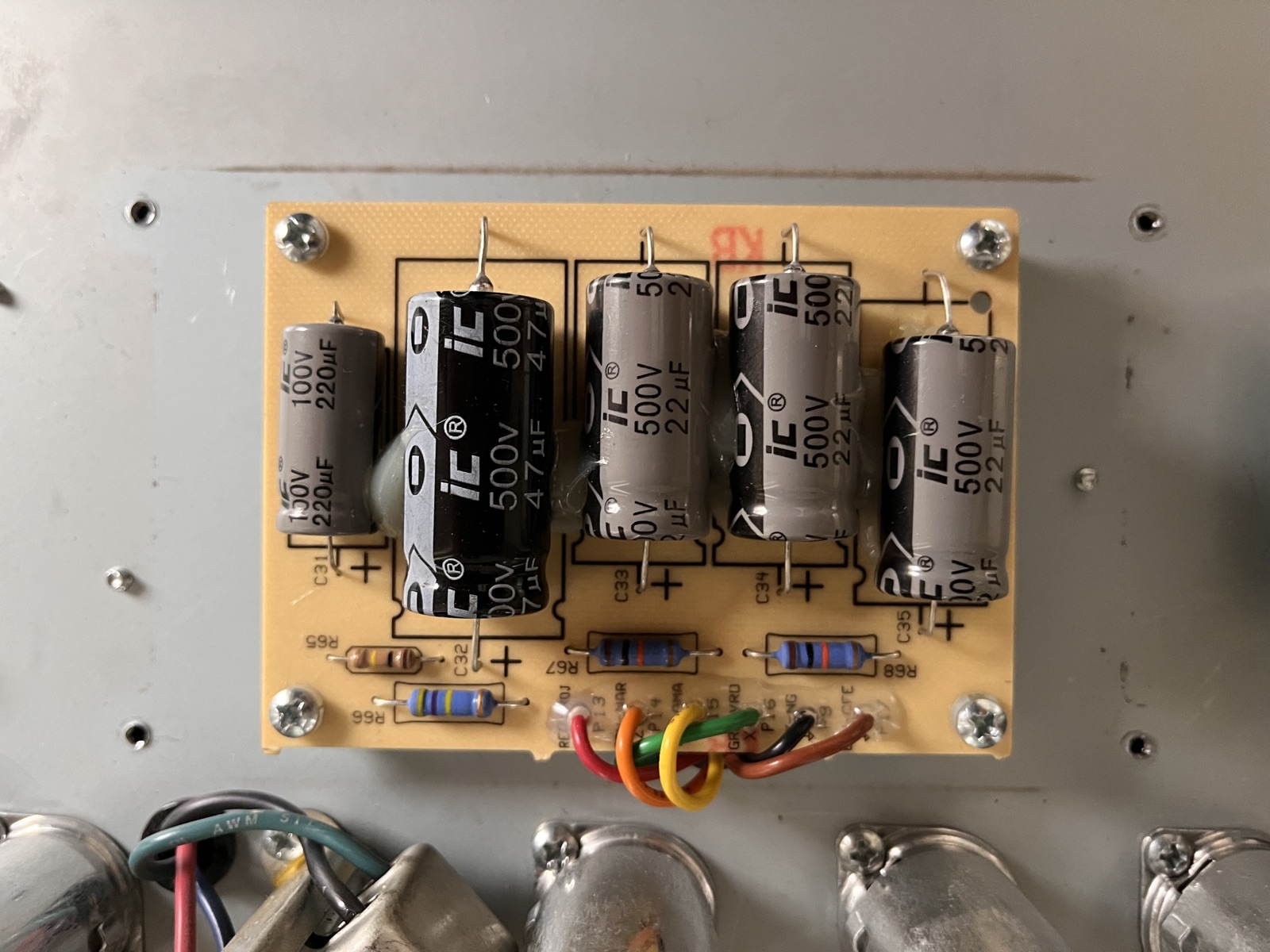HT filter cap board with original capacitors